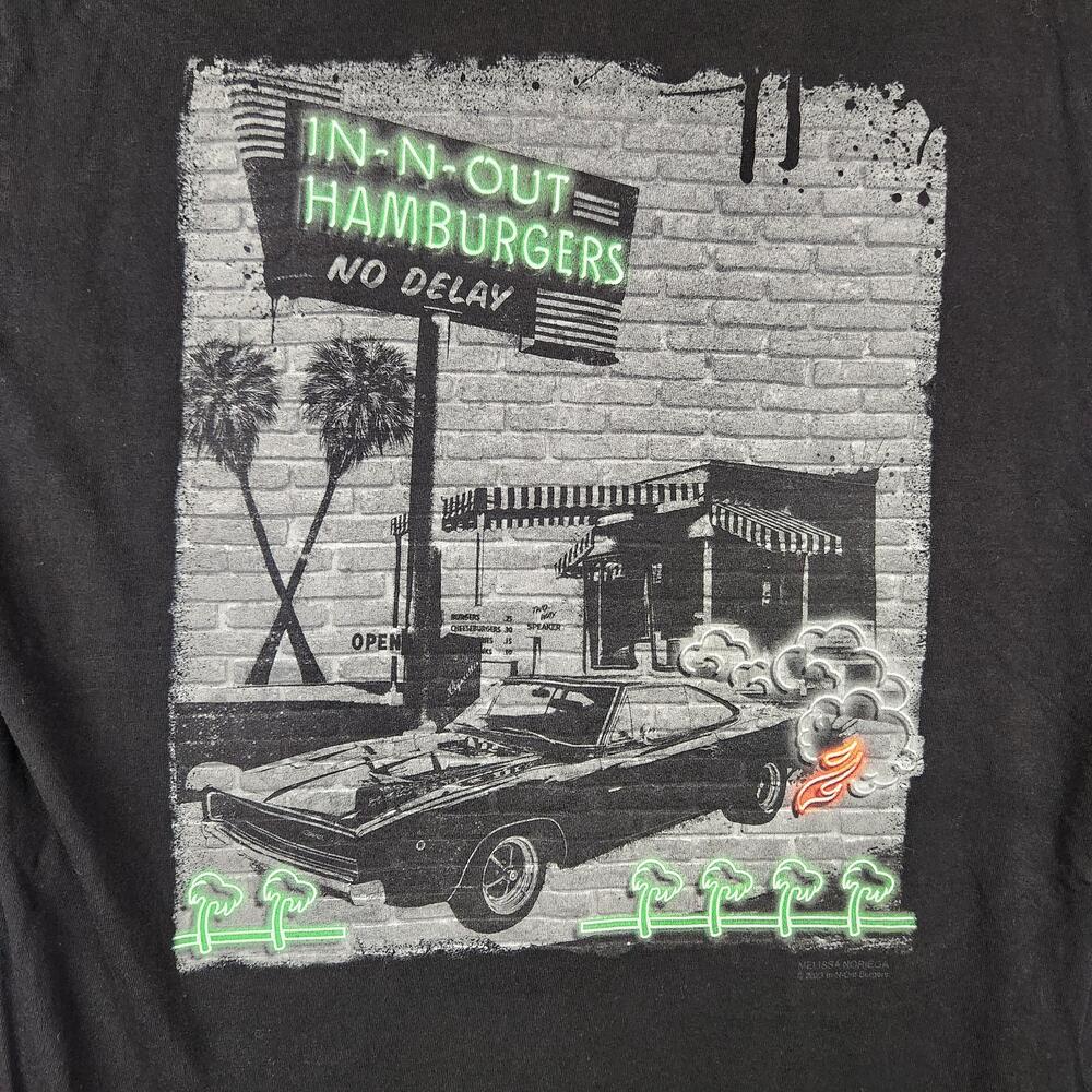 In N Out Burger Shirt Mens Large Black California Car Graphic Fast Food USA Logo